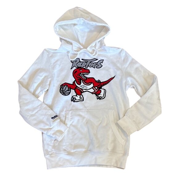 Mitchell & Ness Toronto Raptors Hoodie S White NBA Basketball Dino Mascot - Picture 1 of 7